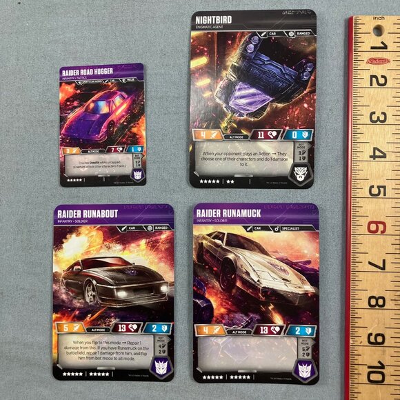Transformers Collectible Game Foil Cards 3 Oversize+1 Regular Double-sided 2019 - Picture 2 of 2